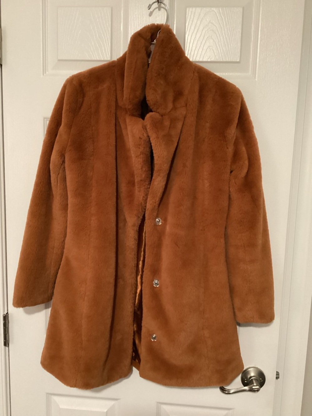 Guess Faux Fur Coat in Rich Rust Brown